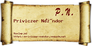 Priviczer Nándor névjegykártya